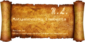 Matyasovszky Lamberta névjegykártya